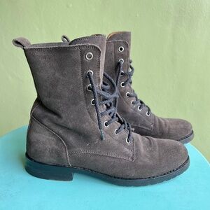 Frye Women’s Lace-up Combat Boots 7.5, Gray Suede